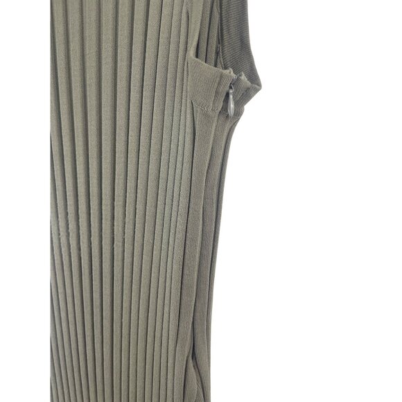 Legoe Heritage Maternity Women's Large Ribbed Luxe Shift Taupe Midi Tank Dress - Picture 5 of 11